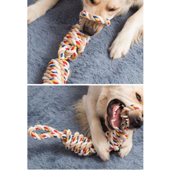 Sustainable Mixed Color Dog Chew Toy for Large Breeds Bite-Resistant Labrador and Golden Retriever Polygonal Stick Rope