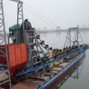 Gold And Diamond Bucket Chain Dredger Mining Machine In River