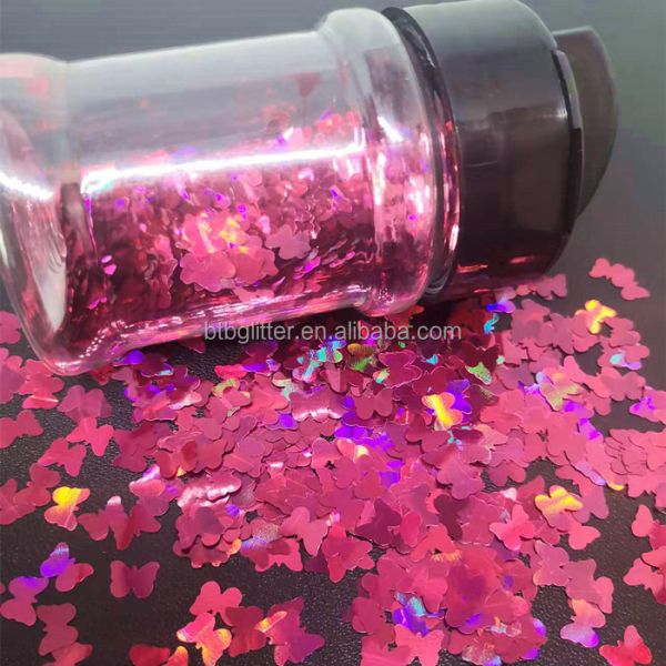 Rainbow Glitter Clutches Shaped Rainbow Polyester Sequin Material Shaped Flying Butterfly for Nail Art Body Face Craft
