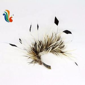 Quality 15*30 cm Goose Feather Millinery Supplies with Stripped Coque and Hackle Flower Mount for sale