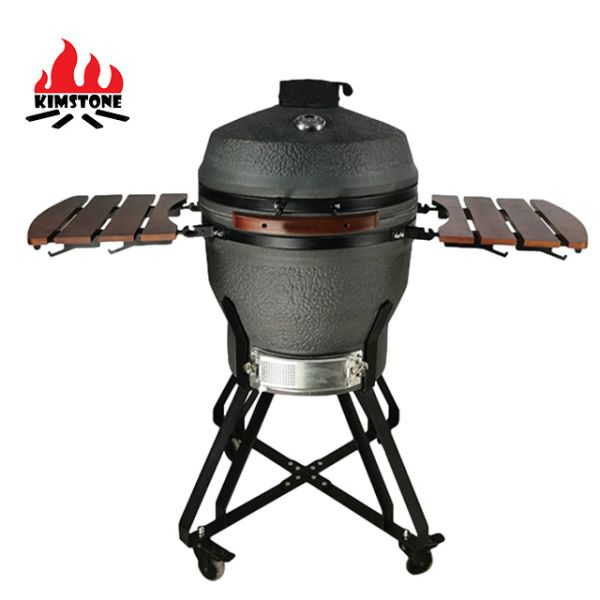 KIMSTONE New Design XL XXL 22 Inch Foam Glazing Matte Black Grey Charcoal Bbq Grill Kamado Smoker