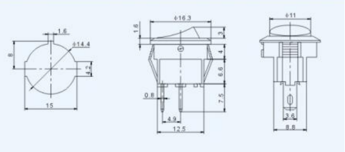 1A 250 Volt AC Sub Miniature Rocker Switch SMRS-101-2 ON-OFF SPST 2P