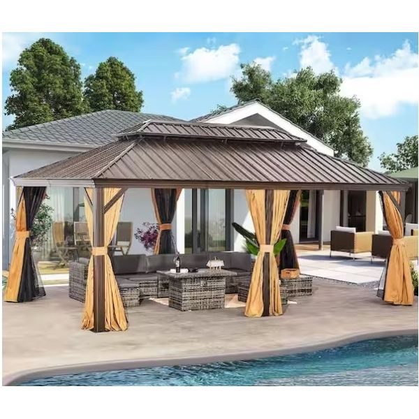 Buy Hardtop Gazebo Canopy With Polycarbonate Roof And Aluminium Frame at wholesale prices