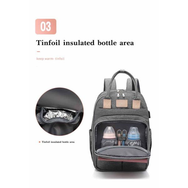 Large Capacity Mom Baby Bag Multi-function Waterproof Outdoor Travel Diaper Bag With USB Charging For Baby Care