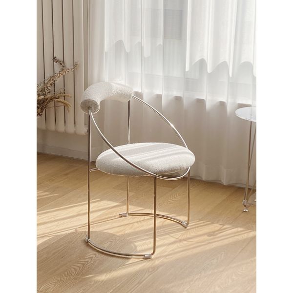 Minimalist Style Velvet Leisure Chair White Office Lounge