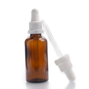 Brown 50ml Oil Dropper Glass Bottle Screw Dropper Pump Cap