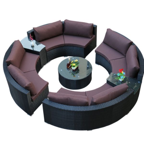 Outdoor Leisure Courtyard Villa Garden Outdoor Arc-Shaped Combination Of Aluminum Alloy Waterproof And Sunscreen Rattan