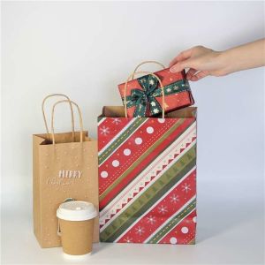 New Year Gift Christmas Gift Bags Recycle Kraft CMYK Printed