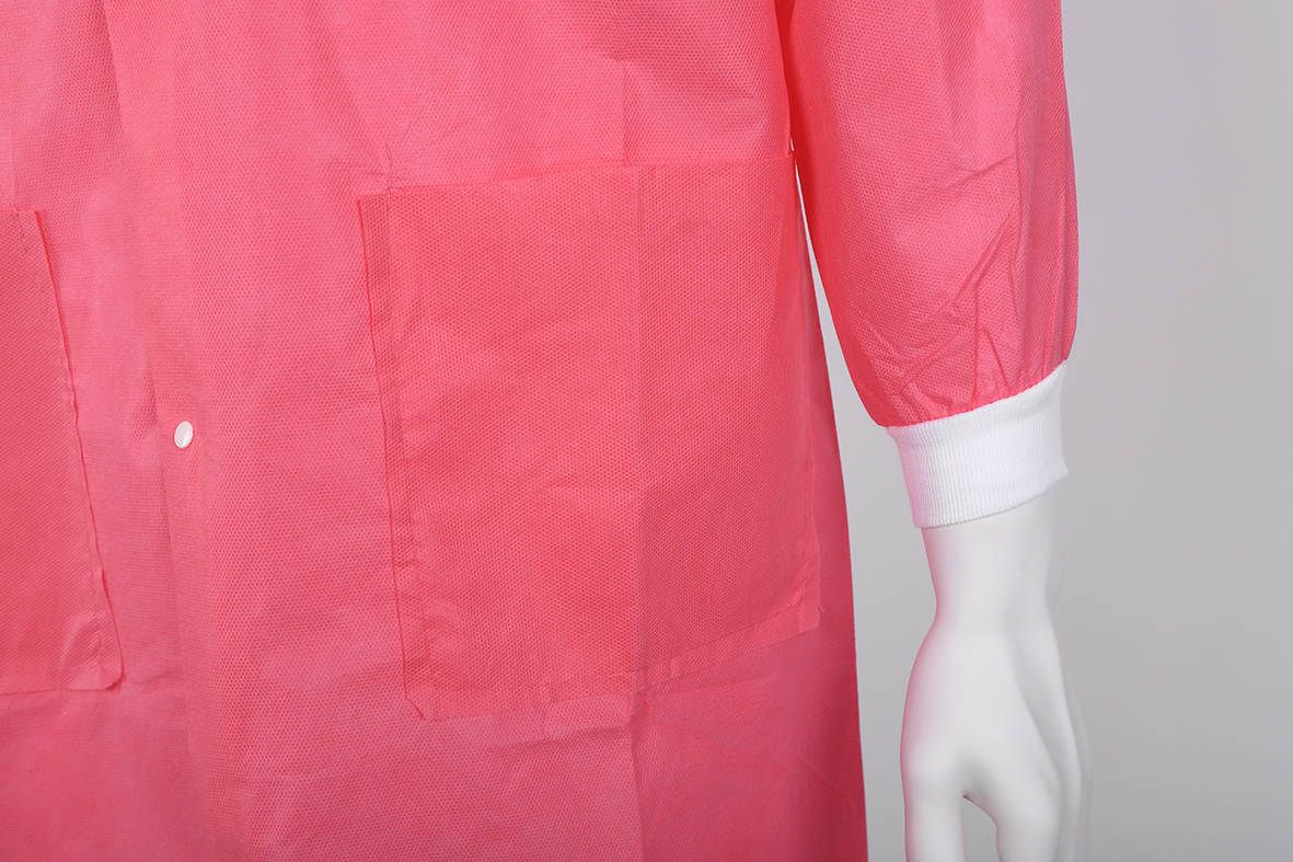 Disposable Lab Coat Nonwoven Lab Jackets with Knitted Collar and Cuff Lab uniform