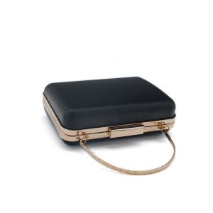 Big Block Clasp Square Clamshell Clutch Frame Attached Handle