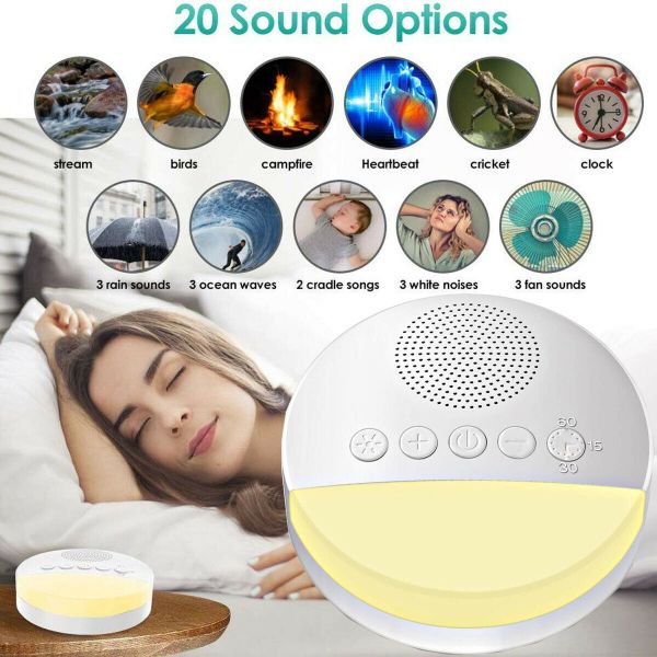 White Noise 20 Soothing Sounds 3.7V Touch Sensitive Night Light Lamp