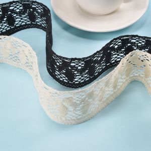 Black Cotton Embroidery Wedding Bridal Lace Fabric 5cm Width