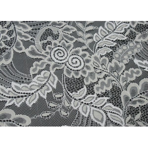Elegant Popular Nylon Lace Fabric White Floral for Wedding Dress