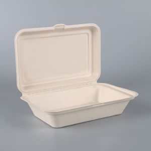 Clamshell Takeaway Food Box Taper Biodegradable Disposable Plate Dish Bagasse