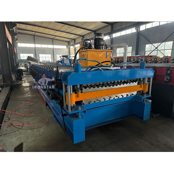 8 rib trapezoidal and corrugated double layer roll forming machine in America