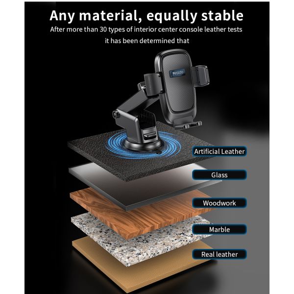 Yesido C262 Universal Car Phone Holder with 360° Revolve Flexible Adjustment for 4.7-7.2 Inches Devices