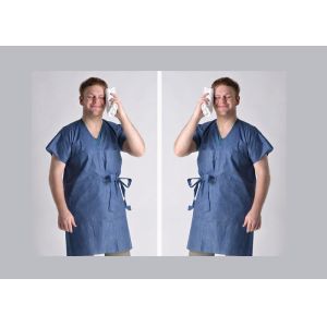 Short Sleeve Blue Plastic Disposable Isolation Gowns
