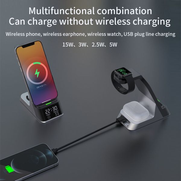Multifunction Wireless Charger with 5V/2A Input 3 In 1 Wireless Charger Station
