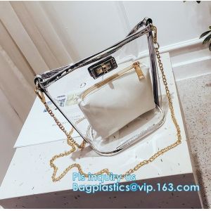 waterproof promotional clear tote pvc handle shopping bag, PVC mat waterproof