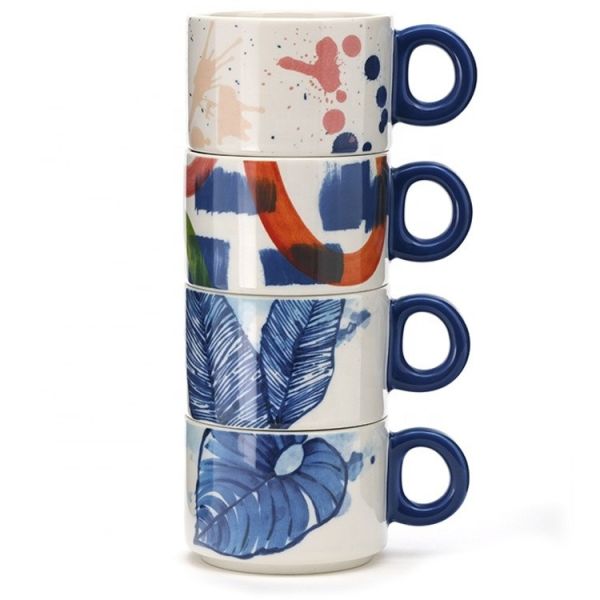 Buy 7oz Custom Pattern Mugs Ceramic Coffee Mug Cute Mini Cup Stacking Ceramic Mugs at wholesale prices