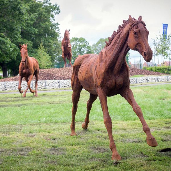 Modern Large Outdoor Landscape Decorations Metal Craft Horse Corten Steel Sculpture