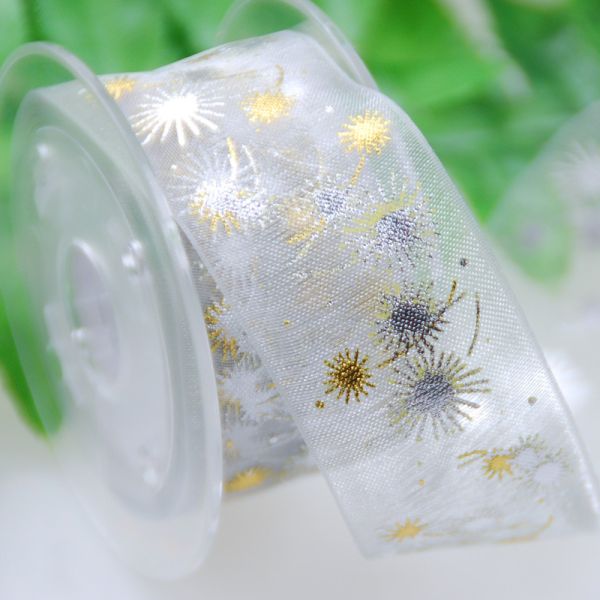 Buy White / Yellow Printed Sheer Ribbon For Cosmetic Packaging Easy To Use at wholesale prices