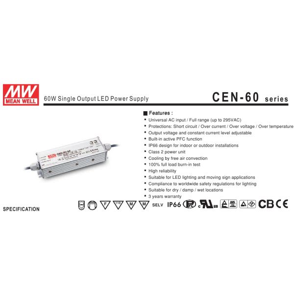 High Reliability LED Driver Power Supply 60W 12V , Waterproof Electronic LED Driver