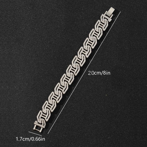 Hot Sale Men Hip Hop Iced Out Rhinestone Bracelets Miami Cuban Link Chain Bracelet for Men and Women Girls Jewelry Gifts