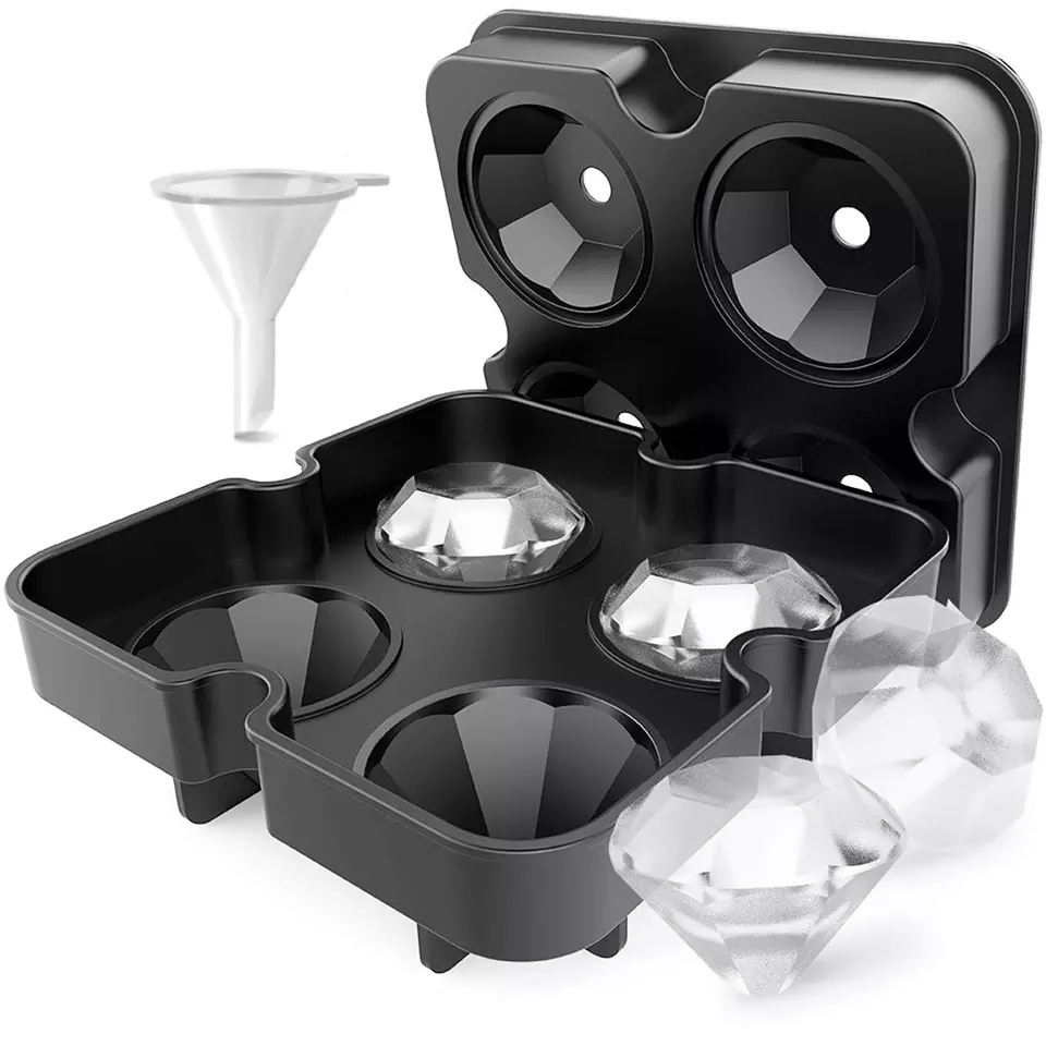 6-hole Round Ice Ball Mold with Honeycomb Square Ice Tray and Diamond Ice Cube Tray