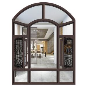 Custom Design Louver Curtain Type French Aluminium Window with Arch Door and