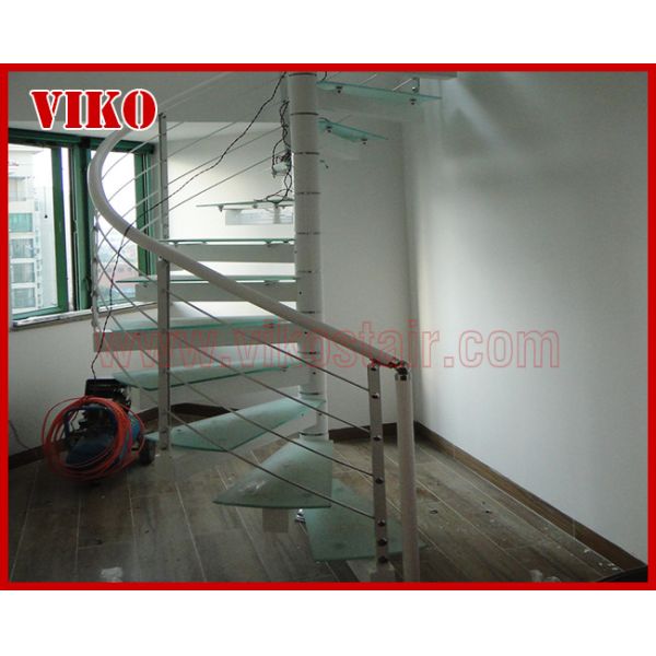 Spiral StaircaseVH40S Aluminum Spiral Stainless Steel Stair Tread Glass Curved