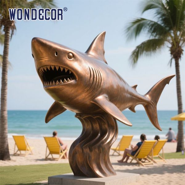 Buy Marine Predator Cast Art Casting Statue Bronze Shark Sculpture at wholesale prices