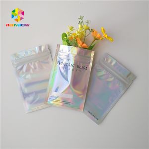 China Wedding Cake Plastic Pouches Packaging Three Side Sealed Zipper Bags With Hologram Effect on sale
