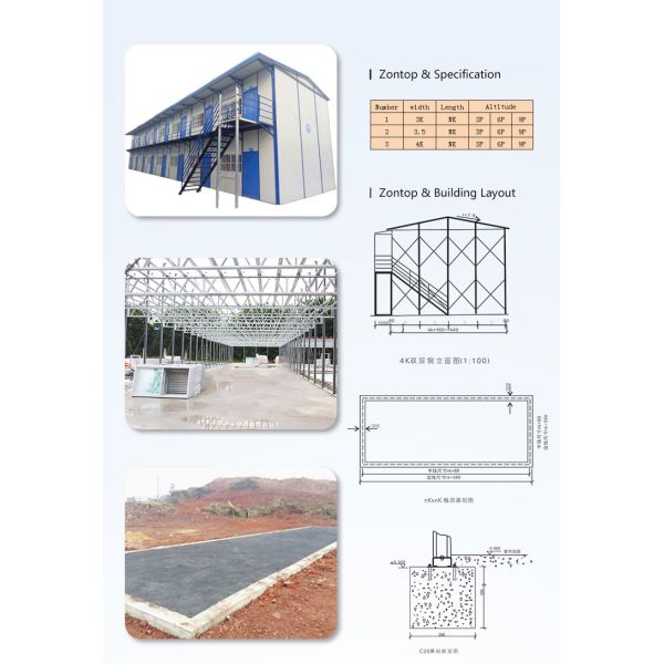 Zontop Low Cost Luxury Steel Prefab House K Type 2 Story Modern Villa Guard House Conference room Sandwichanel Houses