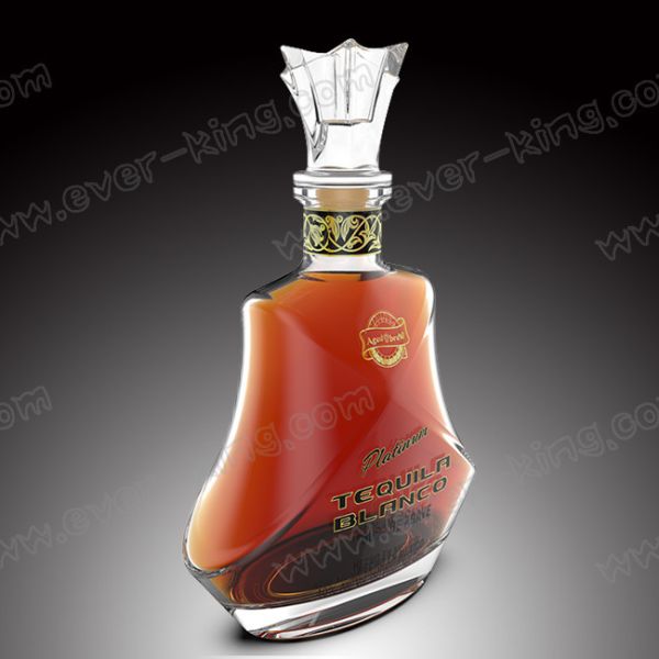 750ML New Design Tequila Glass Bottle With Glass Lid