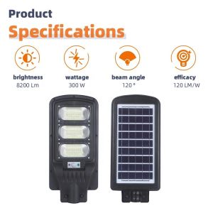 12V 250w LED Solar Street Lights Smart Control Brightness Panel Lamp