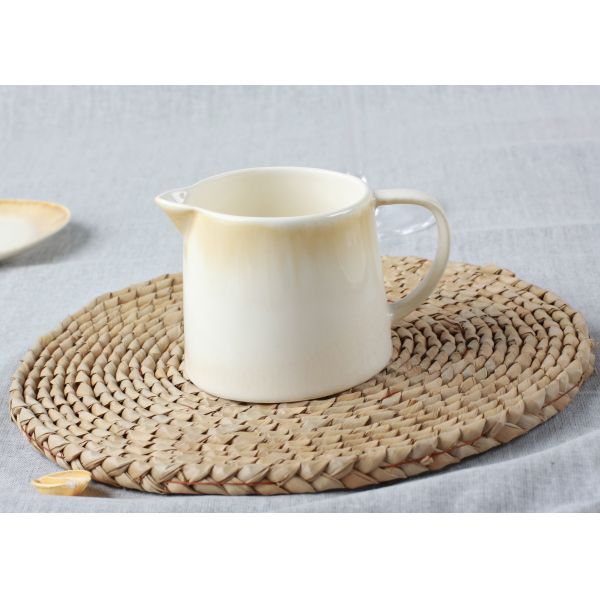 Organic Shaped Ceramic Milk Pot Lovely Little With Beige Reactive Color