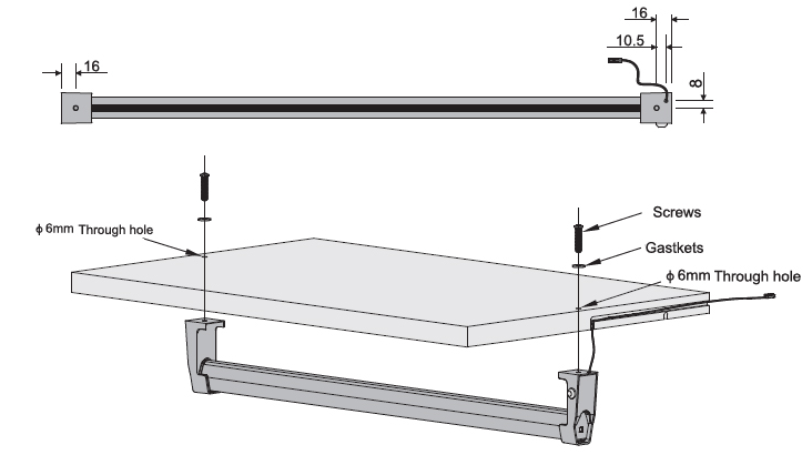 A3174 Wardrobe Light 1000mm Length SMD2835 60pc/m Aluminum Color DC12V 7.2W/M PIR Switch