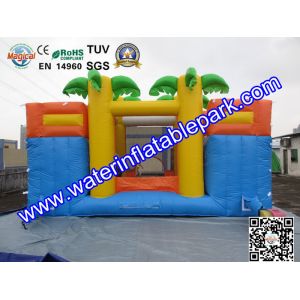 Tropical Tree Inflatable Bouncy Castle / Childrens Commercial Jumping Castles