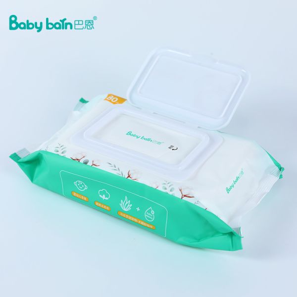 80pc per bag Natural Fabric Custom Nonwoven Baby Wet Wipes Biodegradable Ultra