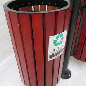 Steel Wooden 240L 120L 2 Compartment Trash Can