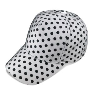 White Printed Long Brim Baseball Hat , Trendy Outdoor Ladies Sports Hats