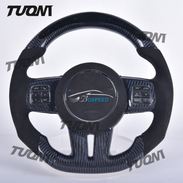 Buy Custom Dodge Steering Wheel made of Carbon Fiber with 100% Fit Dodge Logo Emblem Leather Grip at wholesale prices