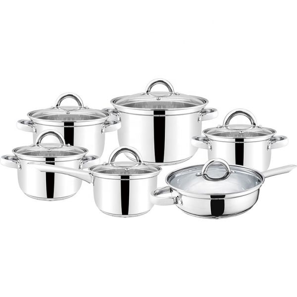 Buy Stainless Steel 201 Material 12pcs Cooking Pots And Pans at wholesale prices