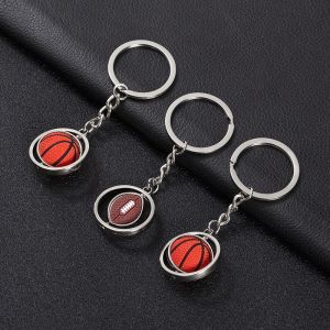 360 Rotating 3D Metal Sports Keychain Football Basketball Custom Logo Golf