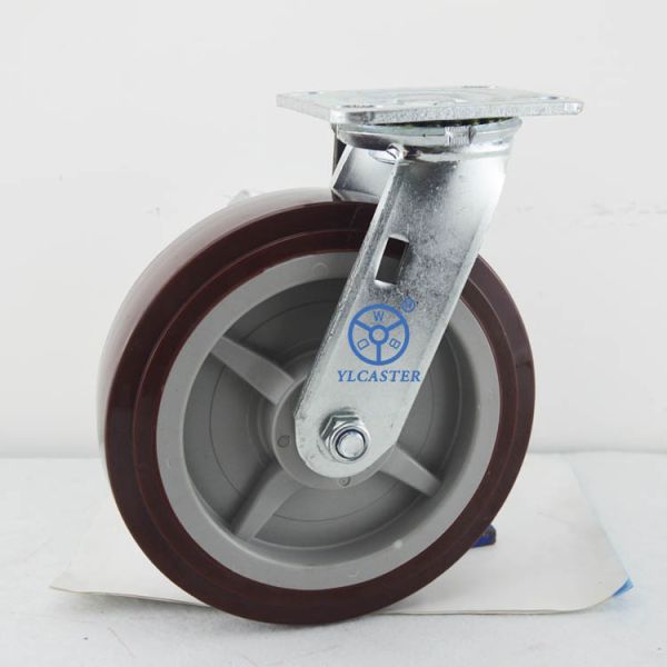 8 Inch Heavy Duty Polyurethane Trolley Wheels Swivel Type Soft Casters