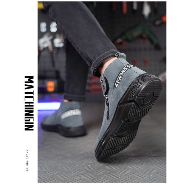 Rubber Sole Safety Shoes for Unisex Suede Work Boots in Industrial Settings