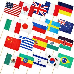 White Pole Personalised Hand Held Flags 100D Polyester Afghanistan International