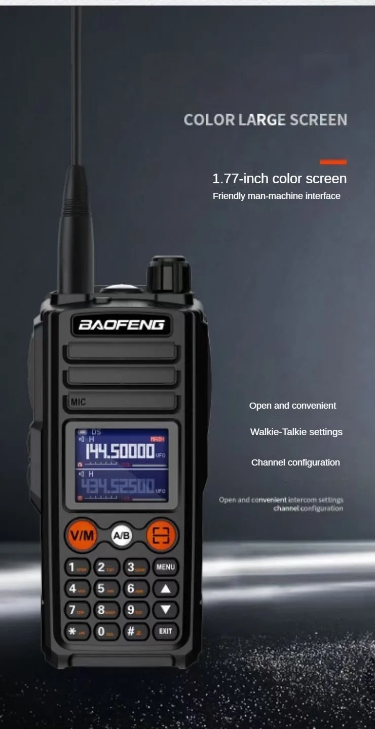 UV27 Walkie Talkie Two Way Radio with 1500mAh Battery IPX4 Water Resistance and 16 Storage Channels for Outdoor Use