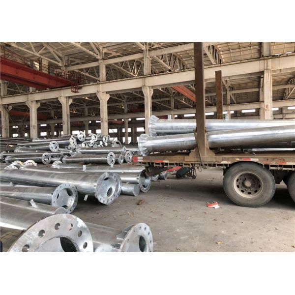69KV Power Transmission Line HDG Electric Steel Tubular Pole 132KV